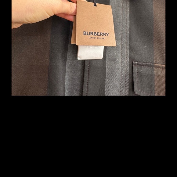 NWT Burberry men’s Gray Dark Brown check 3 pocket Military Field Jacket Italy - Picture 9 of 9
